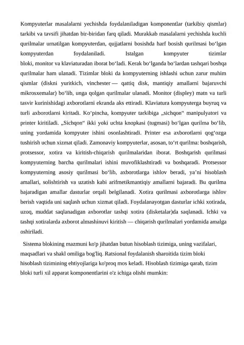 Kompyuterning qo'shimcha qurilmalari va ularning tarkibiy qismlari 4