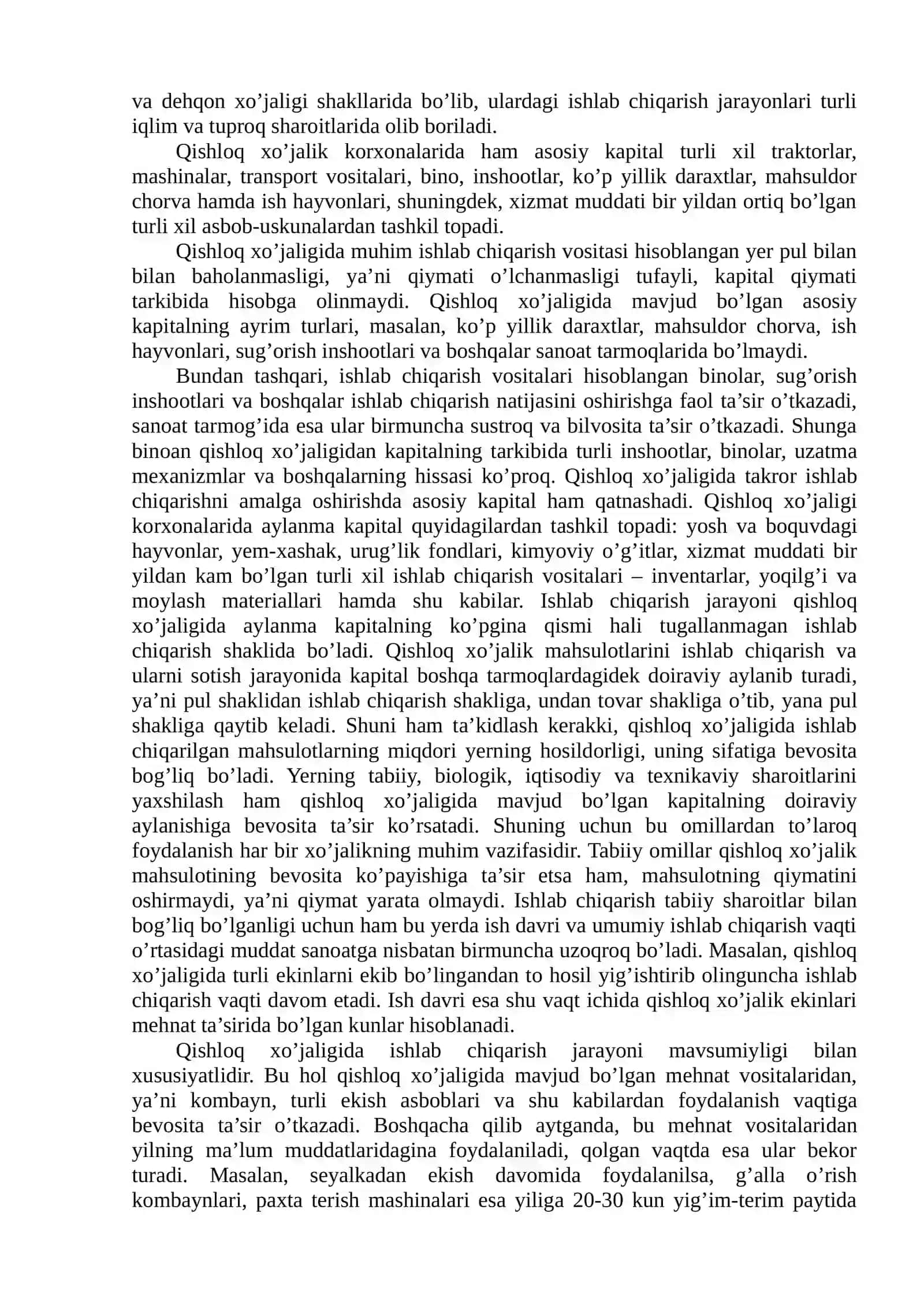 Qishloq xo’jaligi: ijara haqi va renta 4