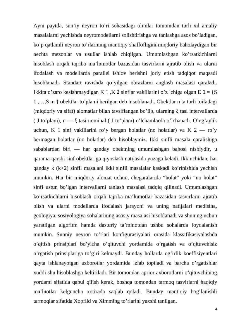 Tasvirlarni tanib olish masalalarida neyron tarmoq modellari va algoritmlari 4