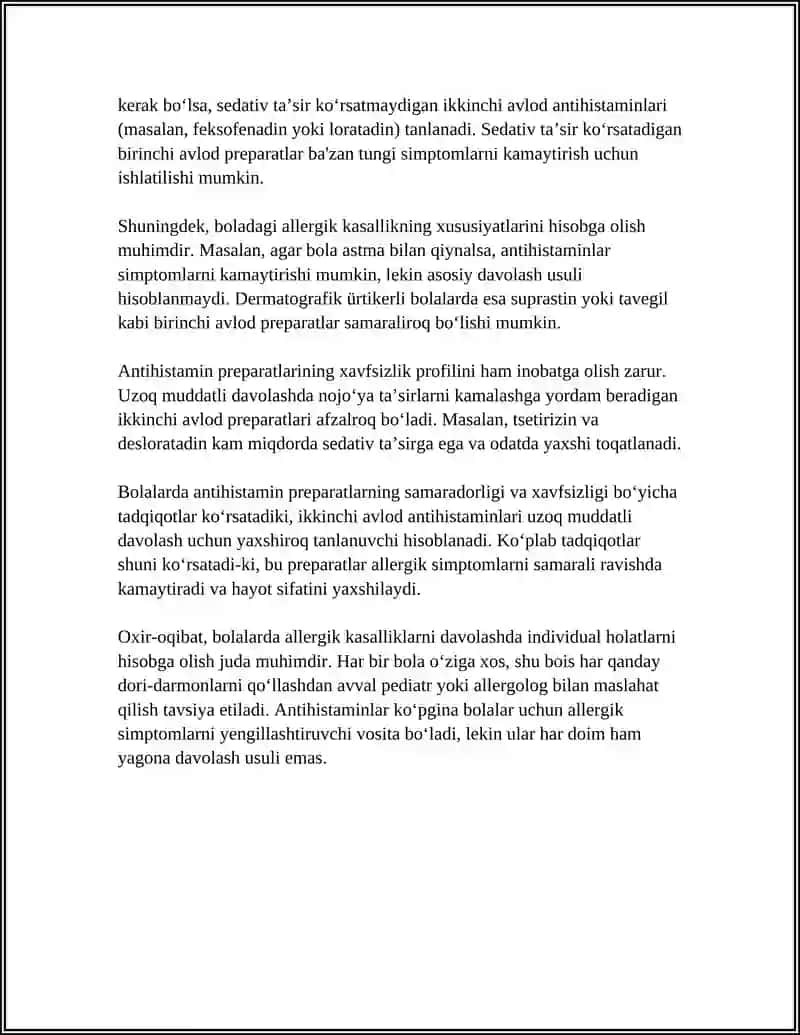 BOLALAR ALLERGIYA KASALIKLARNI FARMAKALOGIYASI TERAPIYASI 4