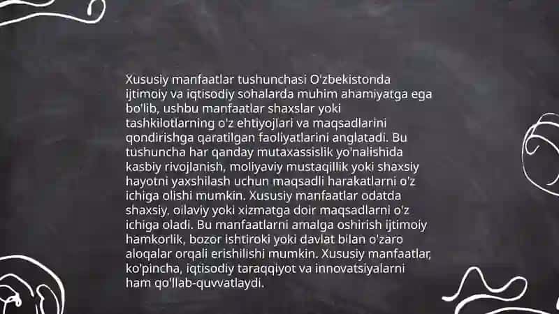 Ijtimoiy manfaatlar va xususiy manfaatlar o‘rtasidagi muvozanat 4