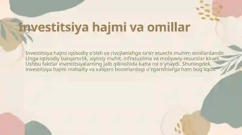 Investitsiya hajmiga ta’sir etuvchi omillar ekonometrik tahlil 4