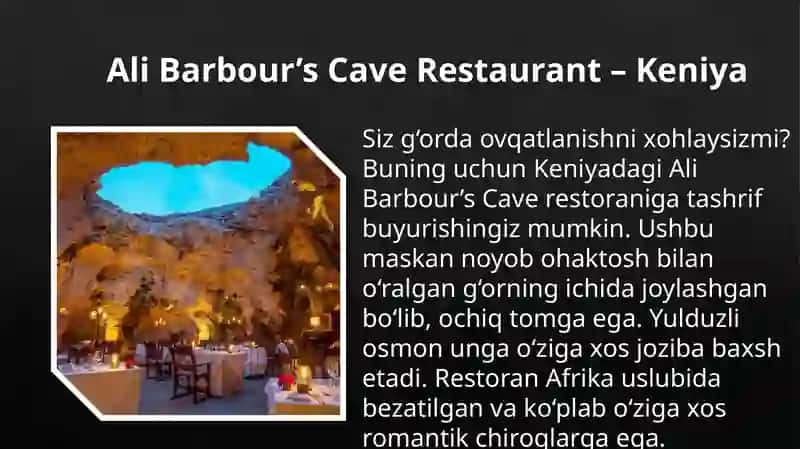 Dunyodagi eng ajabtovur va ekzotik 10ta restoran 4