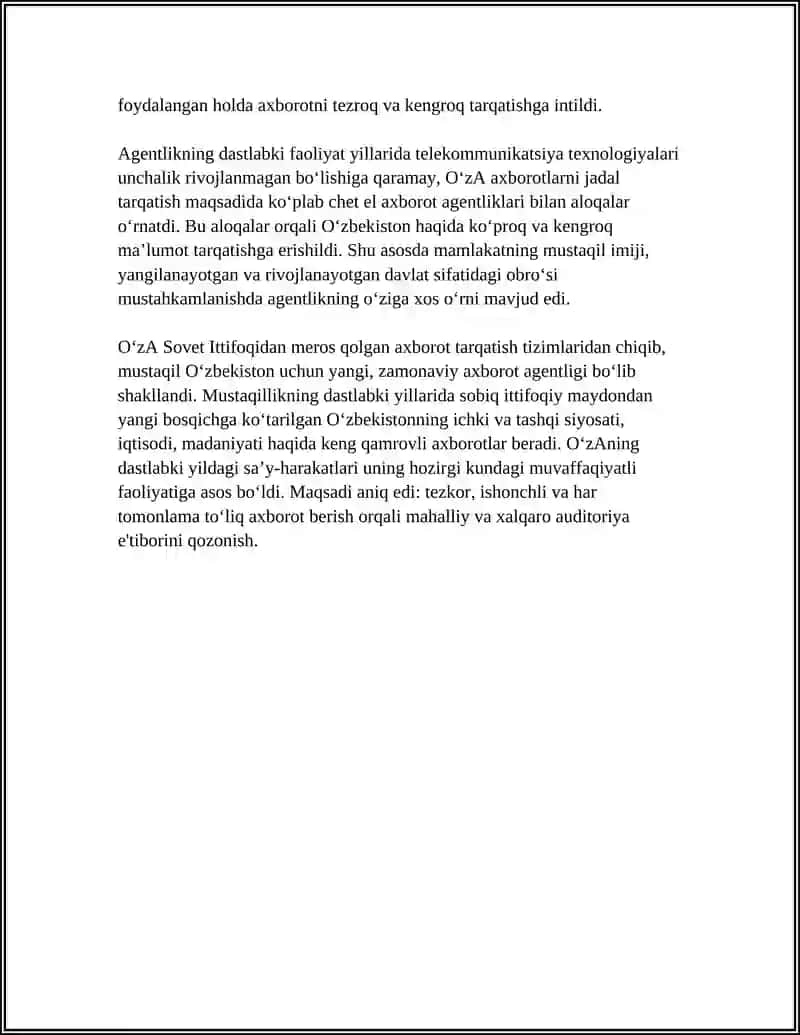O'ZBEKISTONDA UZA TARIXI VA HOZIRGI FAOLIYATI 4