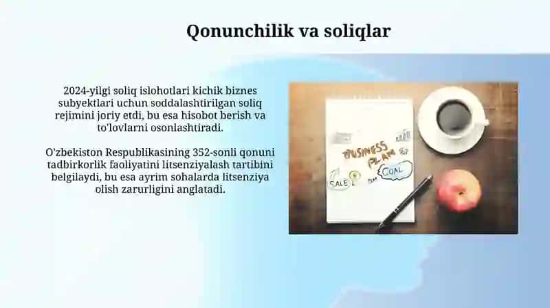 Kichik biznes va xususiy tadbirkorlikni rejalashtirish 4