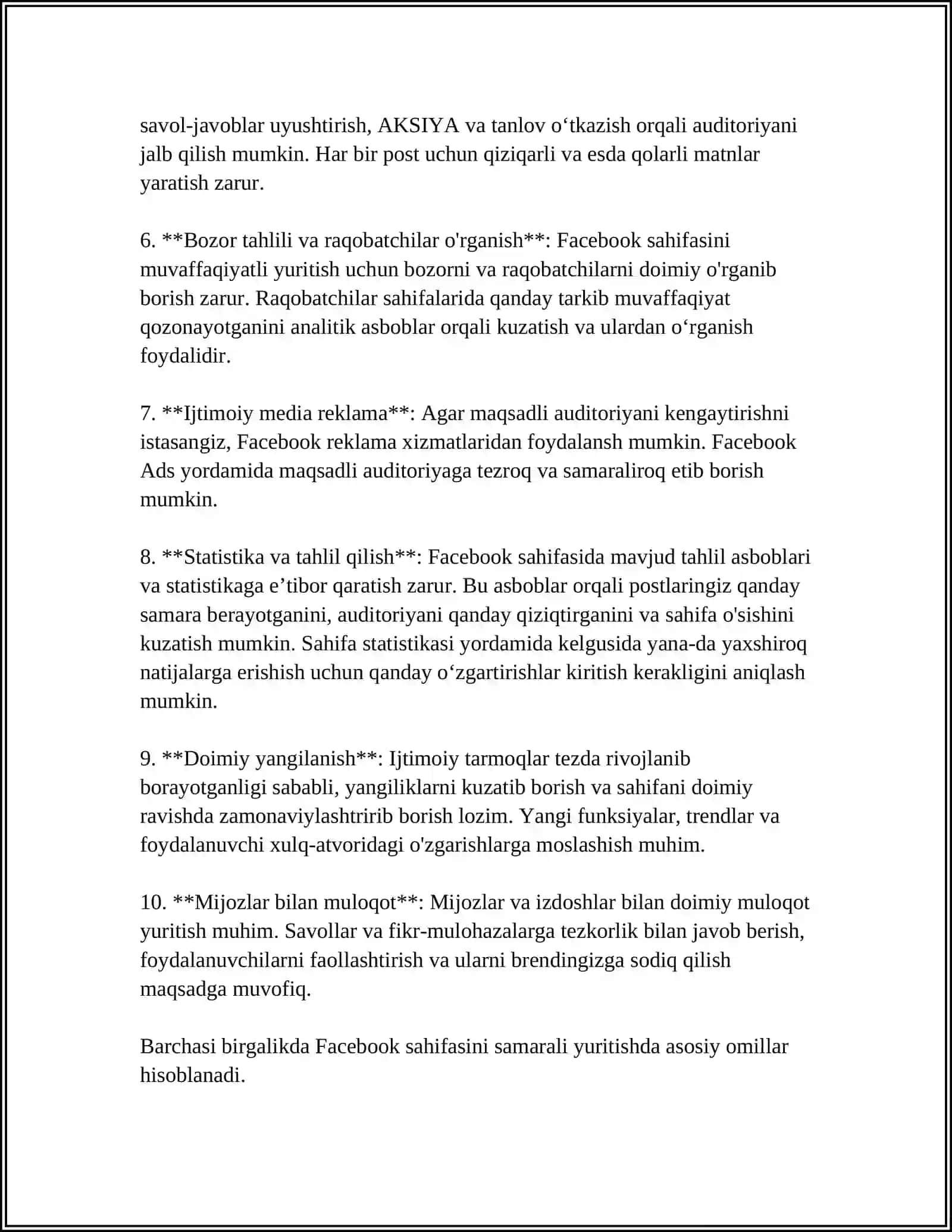 IJTIMOIY TARMOQLAR (FACEBOOK,INSTAGRAM,WATSAP,WECHAT VA TELEGRAM)DA ISHLASH 4