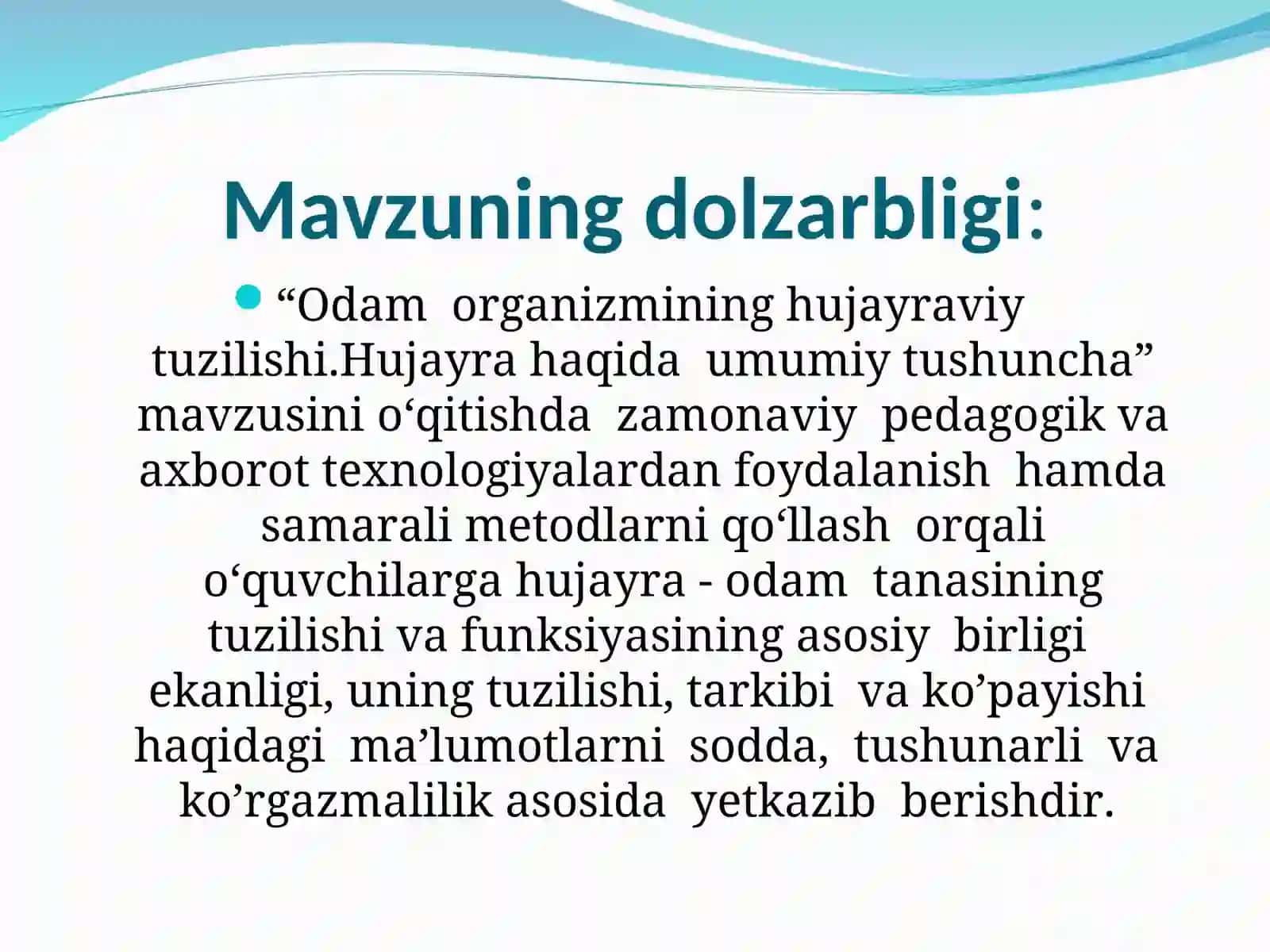 Zamonaviy pedagogik texnologiyalardan biologiya darslarida foydalanish 4