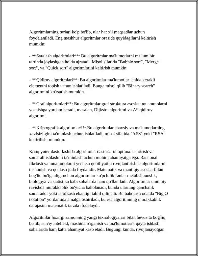 ALGORITIMLARNING HOSSALARI VA TASVIRLASH USULLARI VA ASOSLARI VA TUSHUNCHASI 4