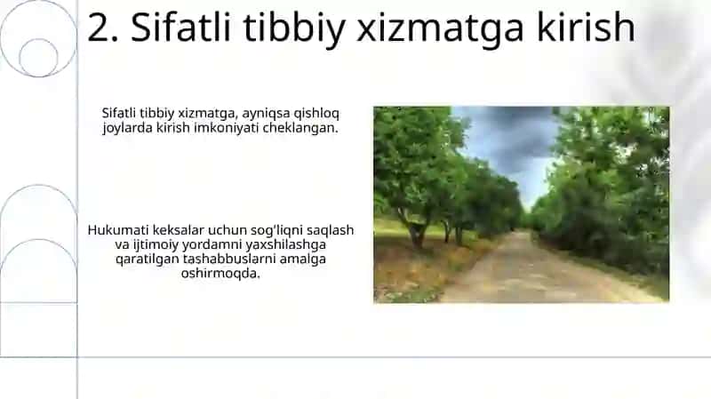 Keksalarga tibbiy ijtimoiy xizmat koʻrsatisni tashkillashtirish (Oʻzbekiston) 4