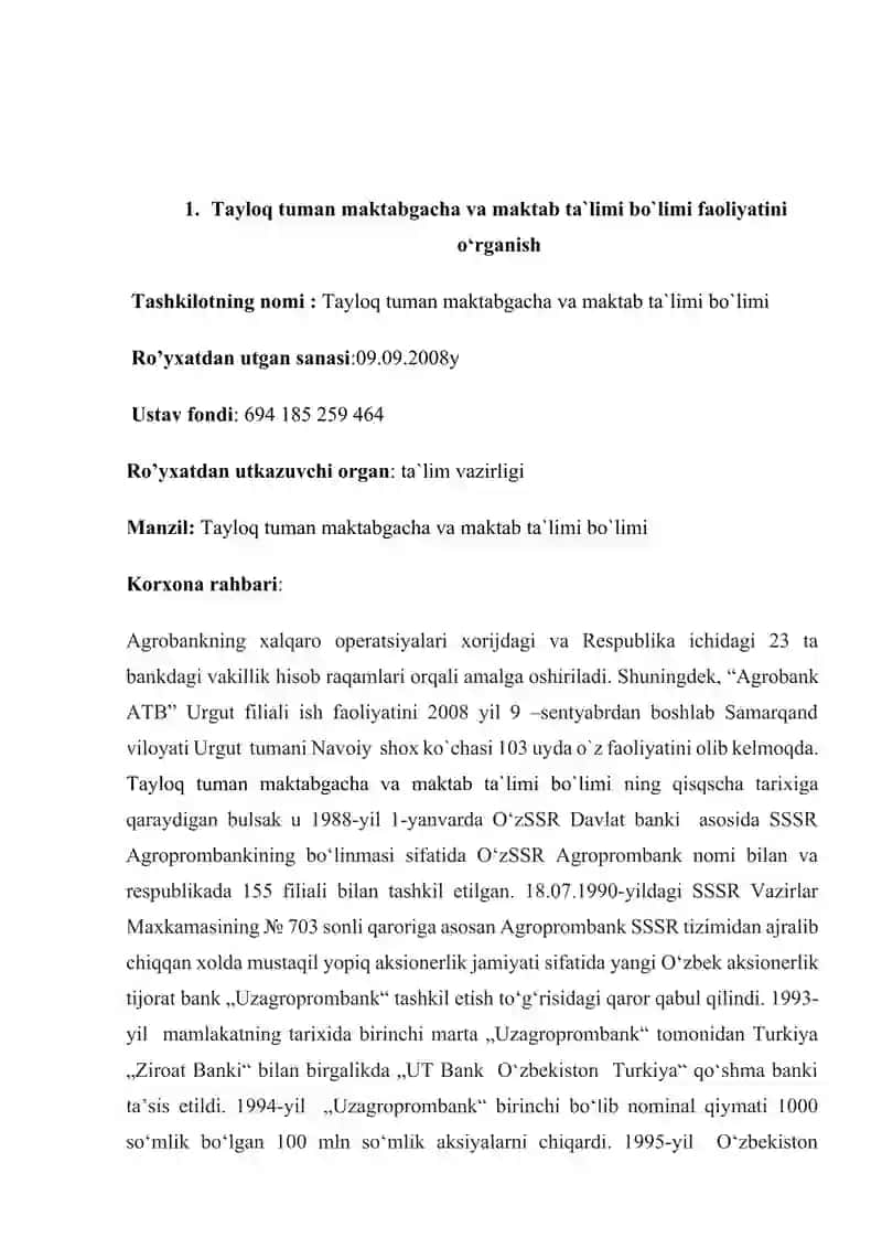 Maktabgacha va maktab ta`limi bo`limida malakaviy amaliyot hisoboti 4