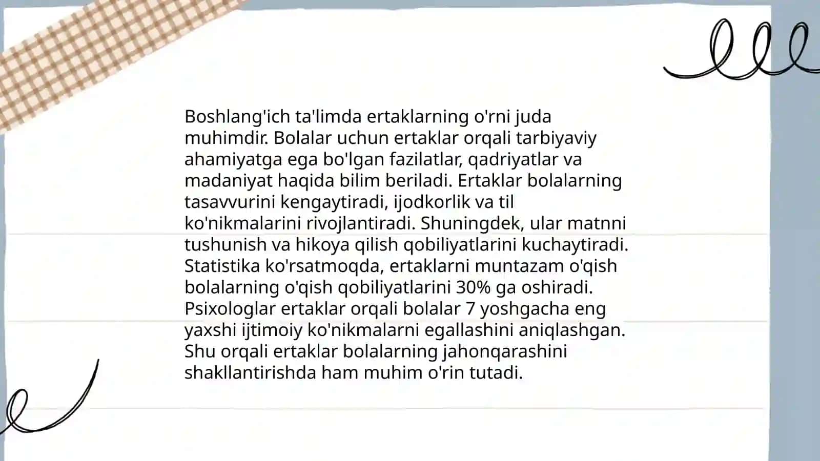 Boshlang'ich Mo'quvchilarda sinf o'qish va yozuvini rivojlantirishda xalq og'zaki ijodining oʻrni 4
