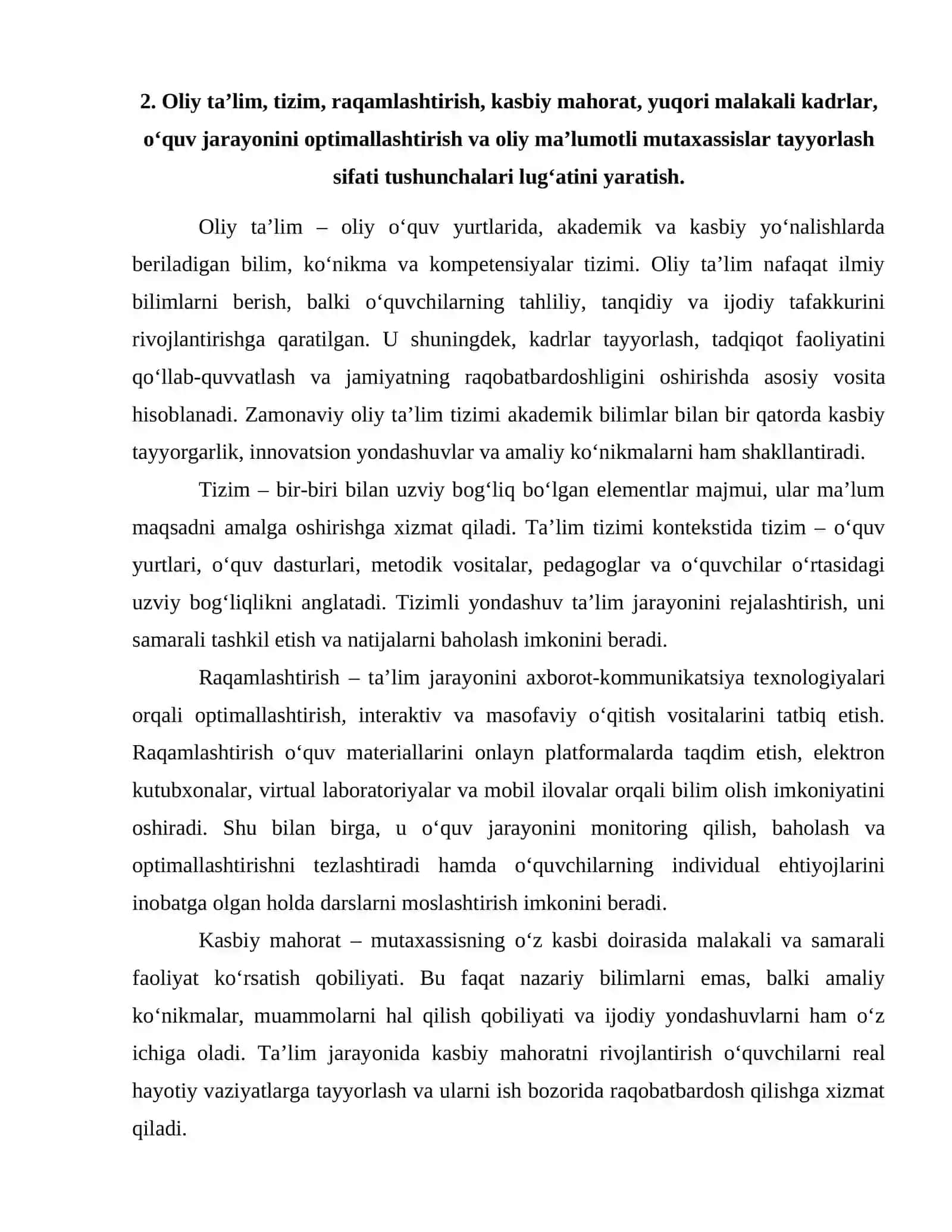 Ta’lim sifati, ochiqligi va samaradorligini oshirish uchun nostandart qarorlardan foydalanish 4