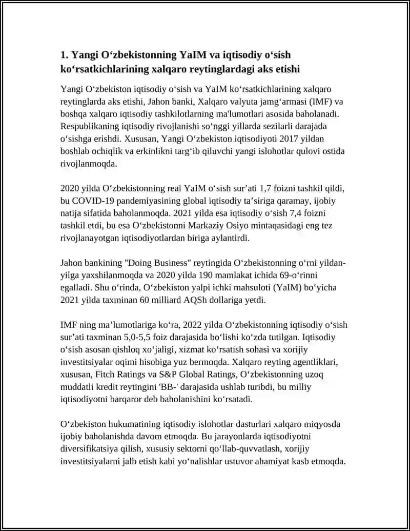 Yangi O‘zbekistonning YaIM va iqtisodiy o‘sish ko‘rsatkichlari 4