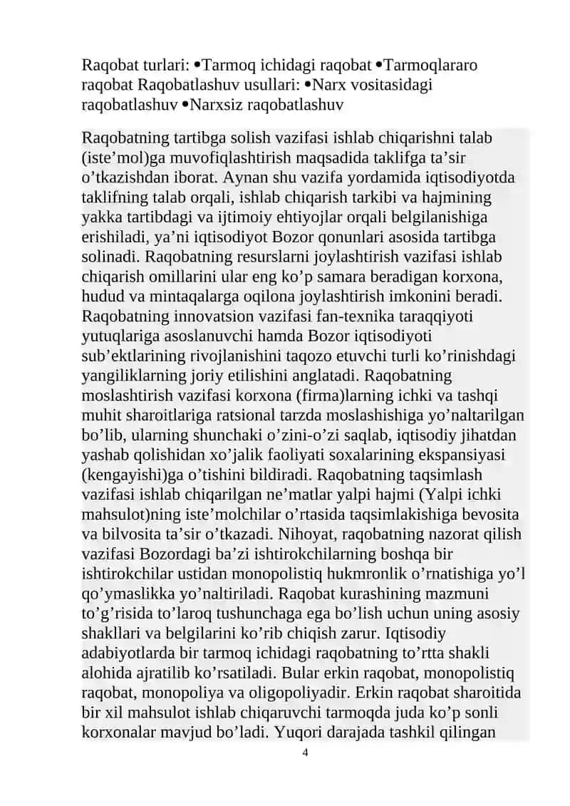 O`zbekistonda raqobatchilik muhitining vujudga kelishi va manopoliya qarshi qonunchilikning amal qilishi 4