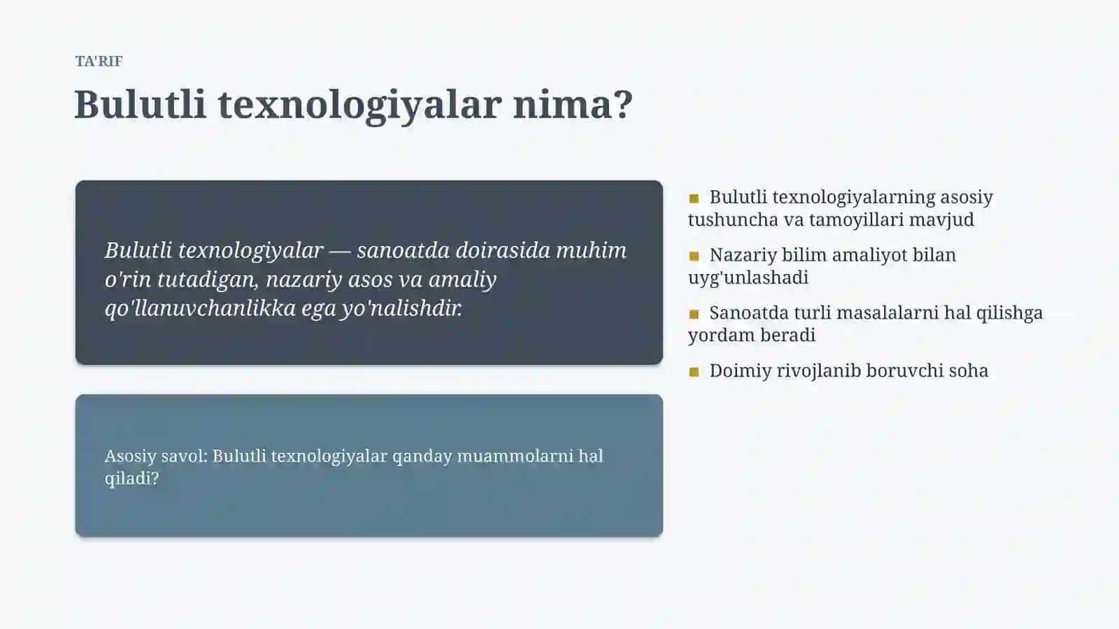 Bulutli texnologiyalar Tamoyillari va qoidalari 4