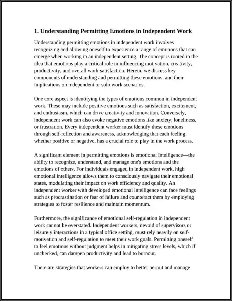 Understanding Permitting Emotions in Independent Work 4