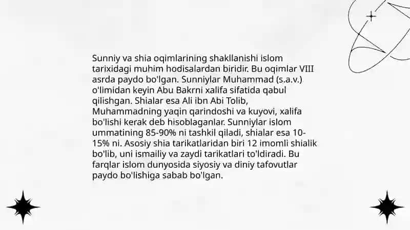 Islom oqimlari va yoʻnalishlari paydo boʻlishi oqibatlari 4