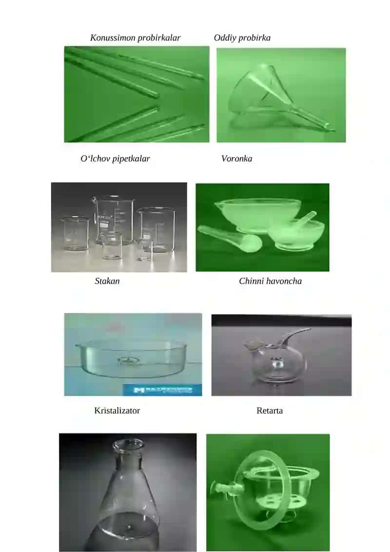 LABORATORIYA TAJRIBALARINI BAJARISHDA TEXNIKA XAVFSIZLIGI, ASBOB VA KIMYOVIY IDISHLAR 4