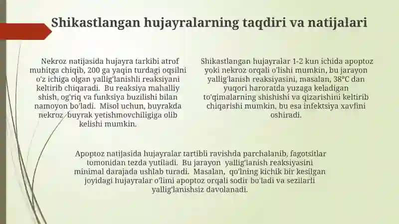 Hujayra shikastlanishiga mahalliy va umumiy reaksiyalar 4