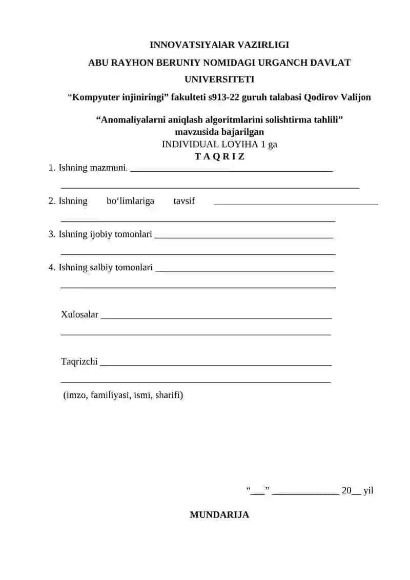 Anomaliyalarni aniqlash algoritmlarini solishtirma tahlili 4