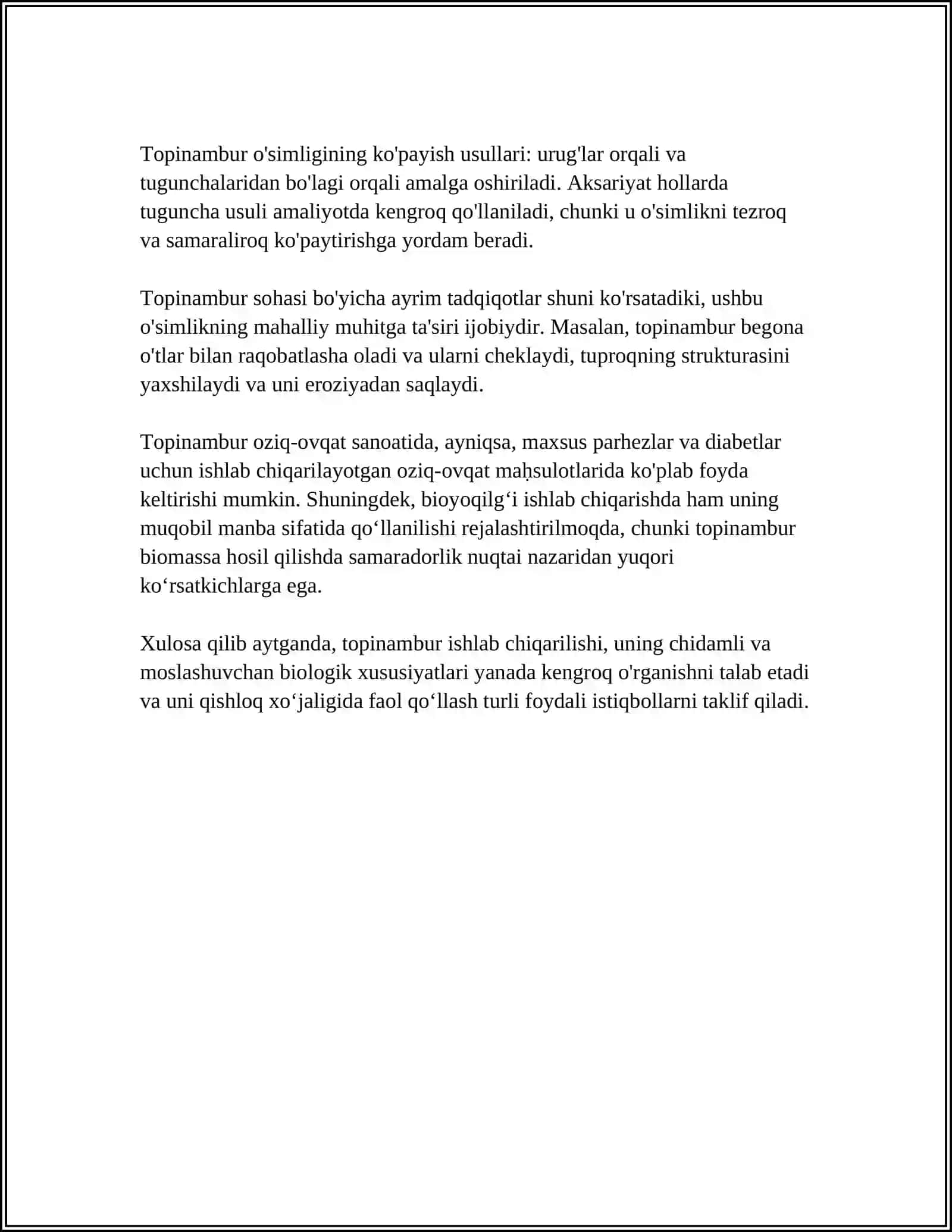 DORIVOR TOPINAMBUR HAQIDA UMUMIY MAʼLUMOT 4