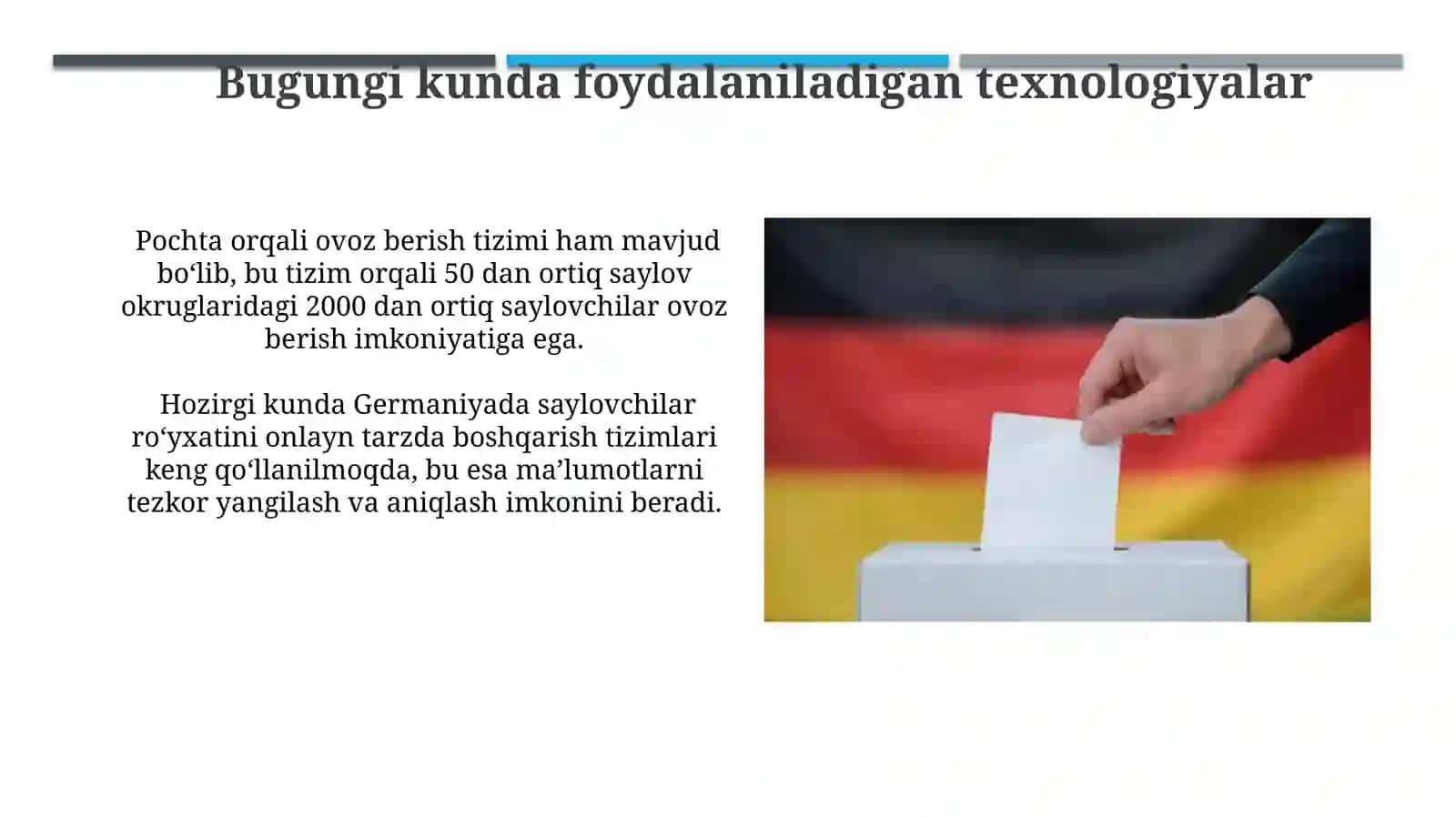 Germaniya saylov tizimi va unda saylov texnologiyalarini qoʻllash tajribasi 4