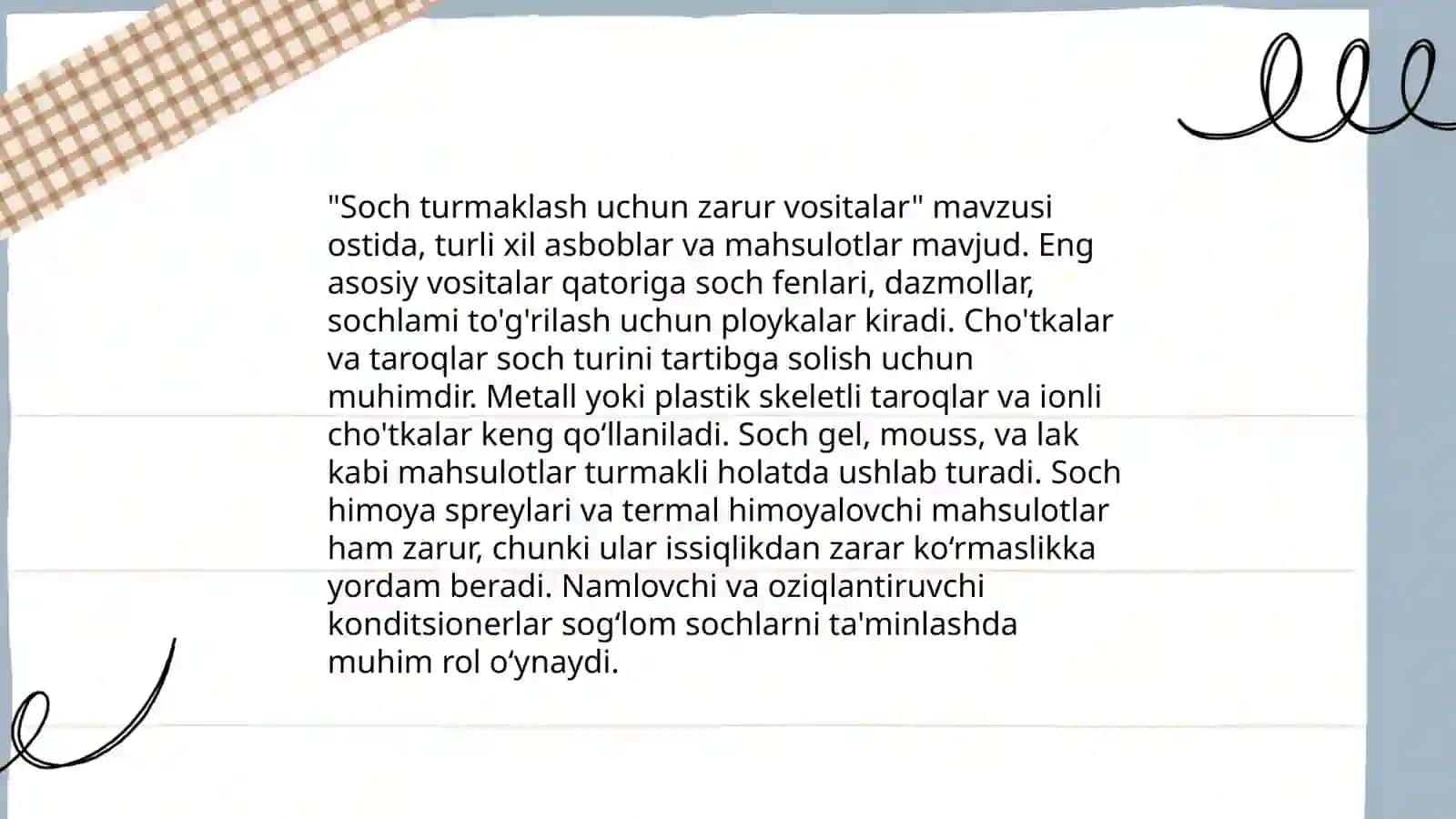 Soch turmaklash va parvarish qilish 4