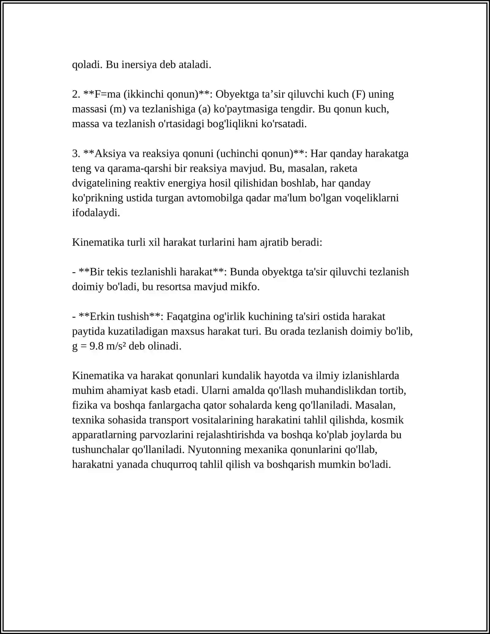 Kinematika va harakat qonunlari 4