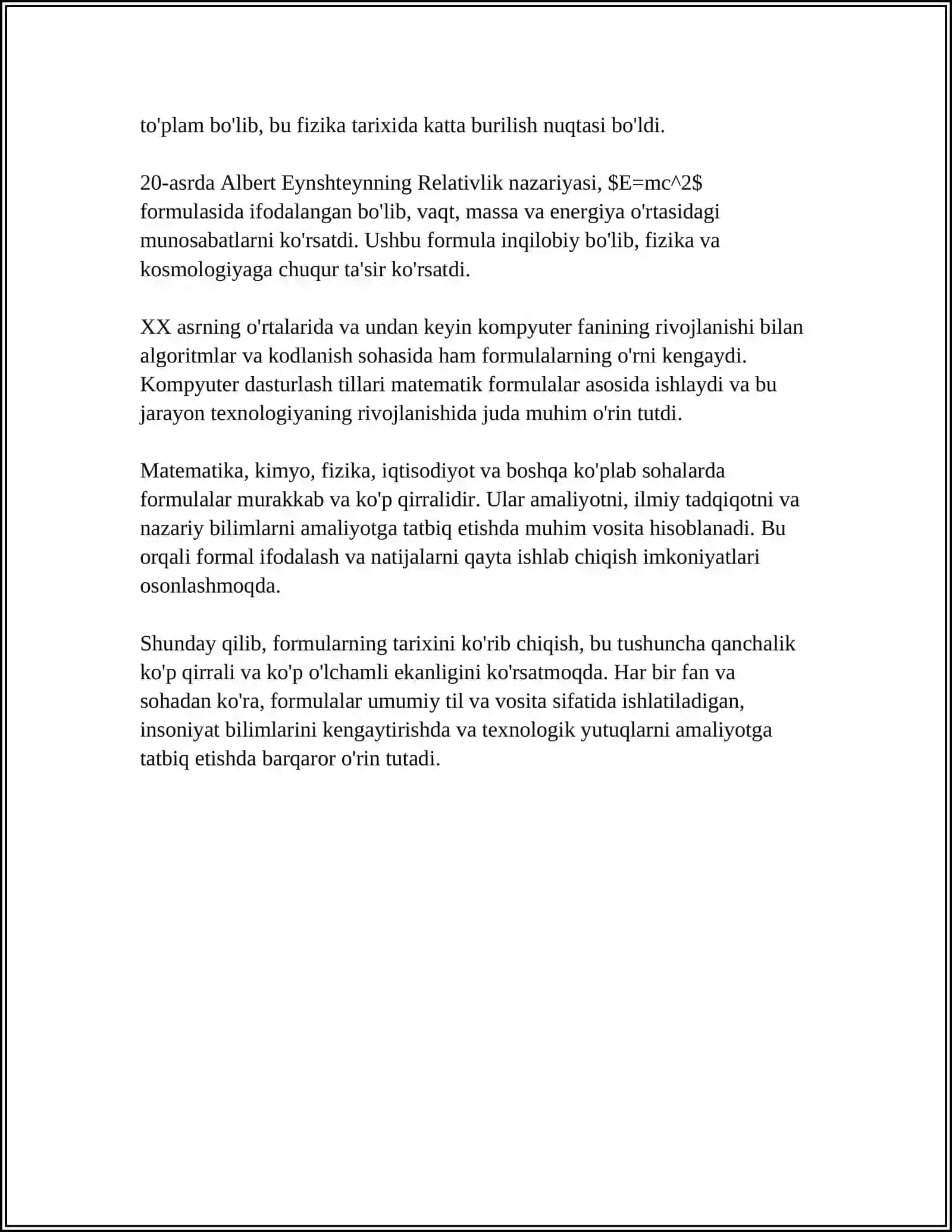 FORMULA TUSHUNCHASI 4