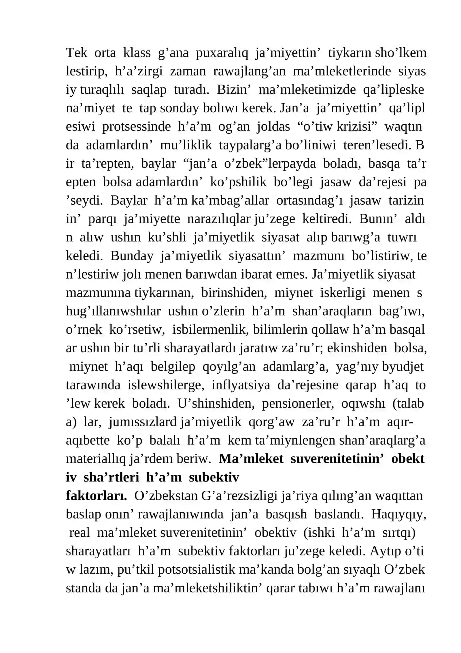 O’zbekstandag’a socialliq tarawlarda a’melge asirilip atirg’an reformalar 4