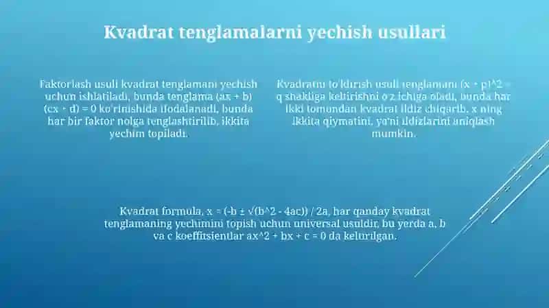 Kvadrat Tenglama va Ratsional Tenglamalar 4
