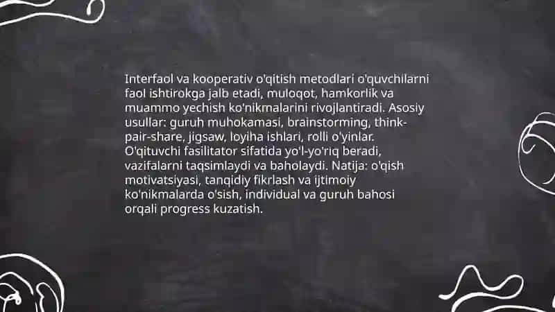 Ta'lim metodlari va vositalari,ta'limni tashkil etish shakllari,turlari va Abdulla Avloniy taʼlim tarbiya haqidagi oʻz fikrlari 4