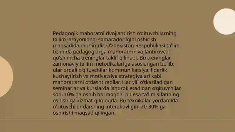 Pedagogik faoliyatni amalga oshirish uchun o'qituvchi kasbiy tayyorgarligi 4