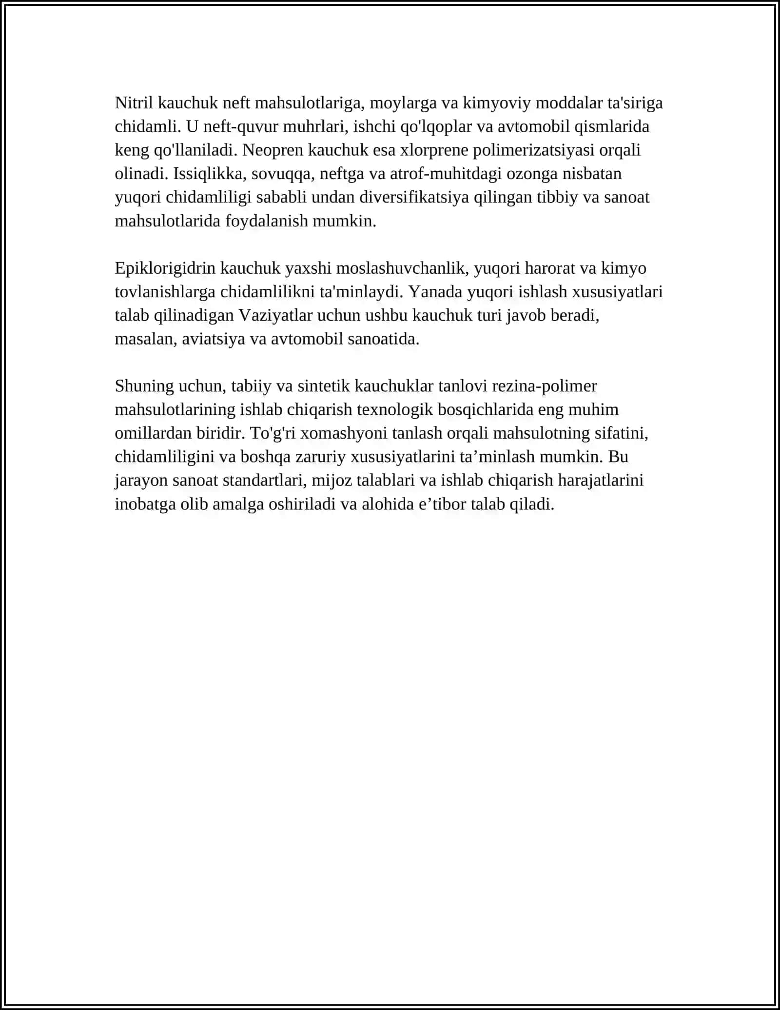 REZINA-POLIMER MATERIALLAR ISHLAB CHIQARISHNING TEXNOLOGIK BOSQICHLARI 4