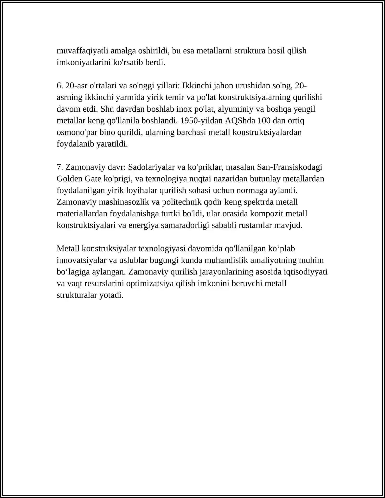 METALL KONSTRUKSIYALARINI QISQACHA RIVOJLANISH TARIXI 4