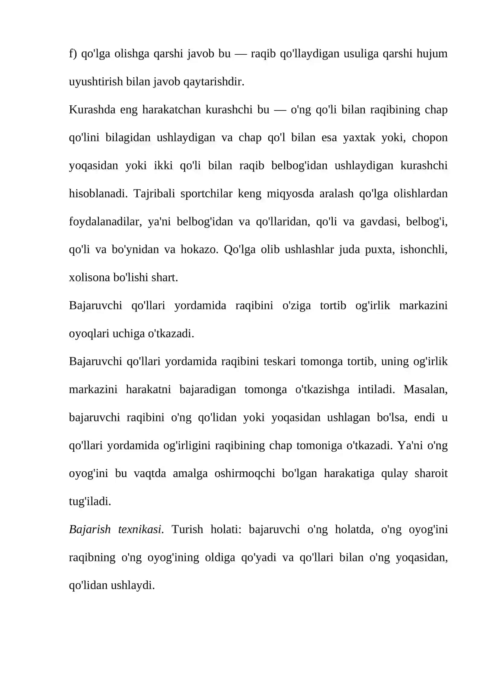 Kurashchi mashg'ulotda shikastlanishning oldini olish qoidalari 4