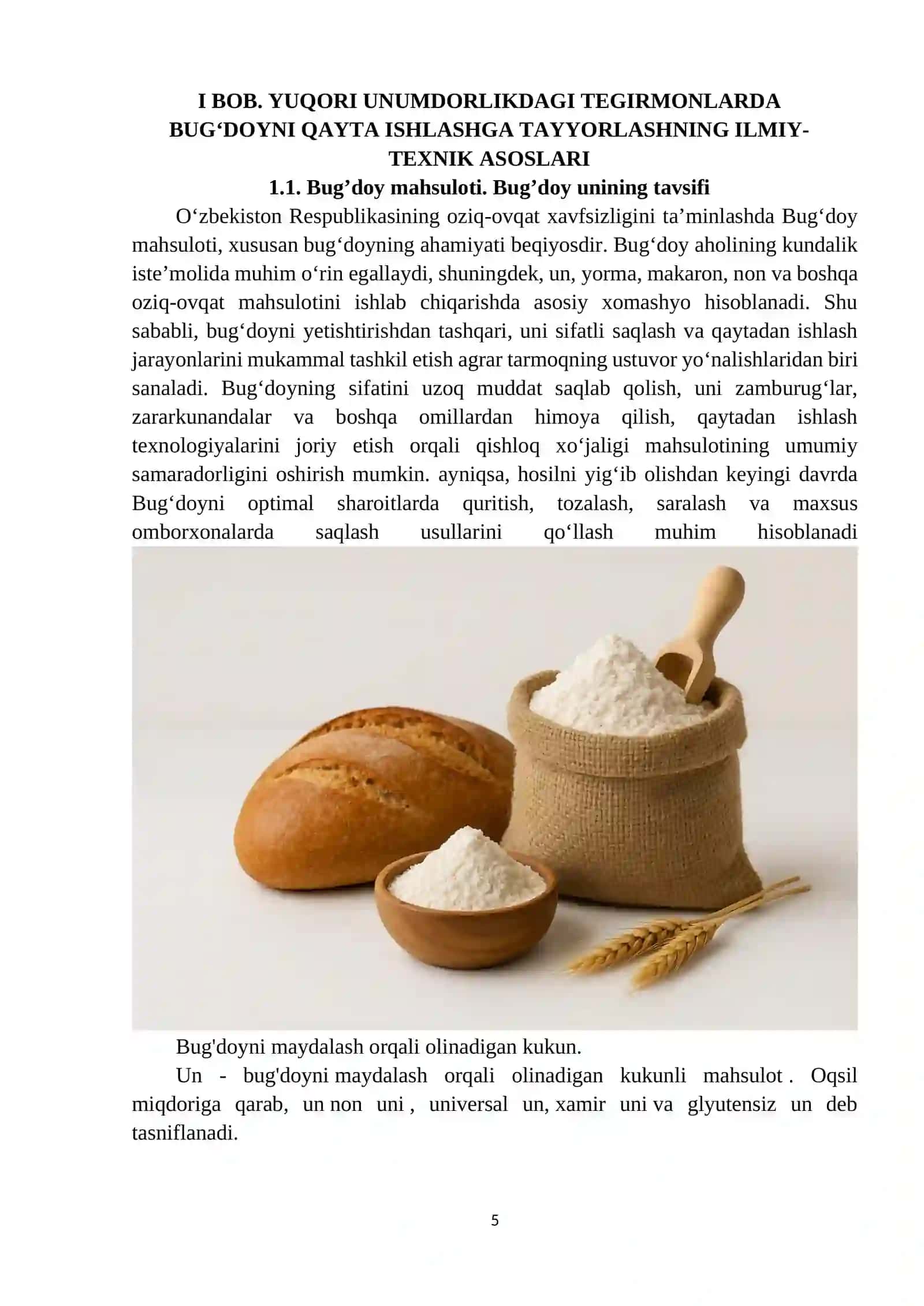 Sutkasiga 200 t/s unumdorlik dagi bug'doyni qayta ishlash va un ishlab chiqarish texnologiyasi 4