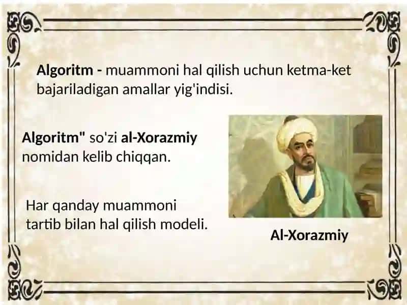 Algoritm tushunchasi va misollari 4