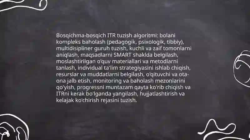Rivojlanish muommolari bolgan bolalar uchun inklyuziv ta'limni keng ta'limiy amalyotiga joriy etish algaritimlari 4