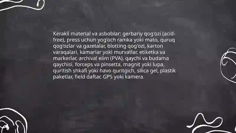 Gerbariy tayyorlash va tayyorlash usullari haqida ma‘lumot tayyorlash 4