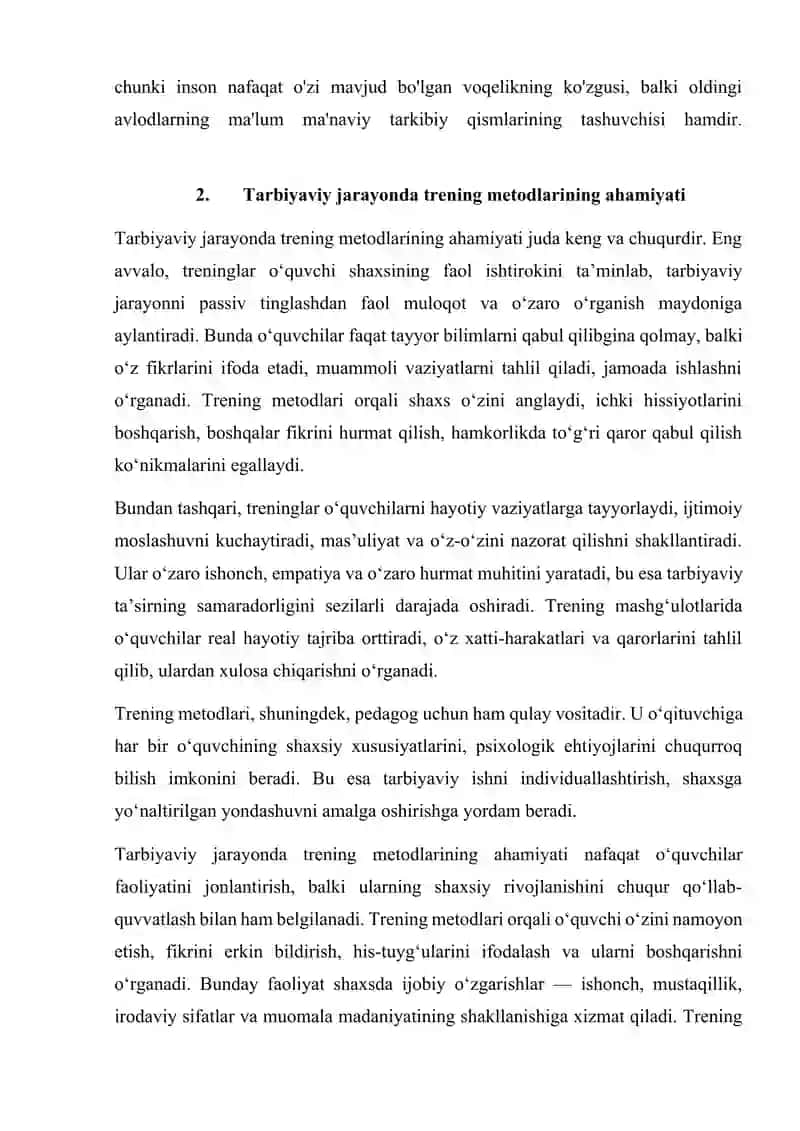 Tarbiyada trening samaradorligini baholash 4