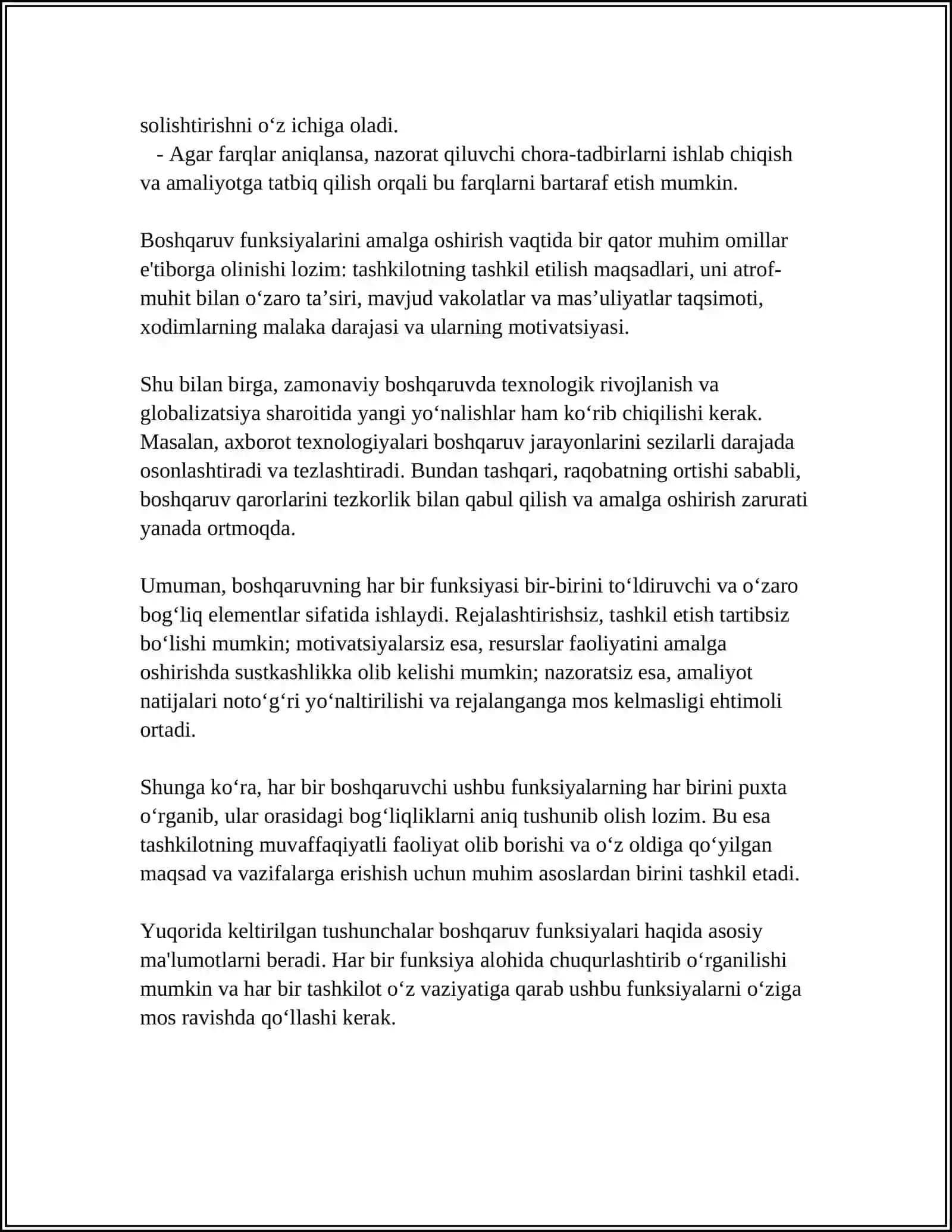 MENEJMENT FUNKSIYALARI VA ULARNING TURKUMLANISHI 4