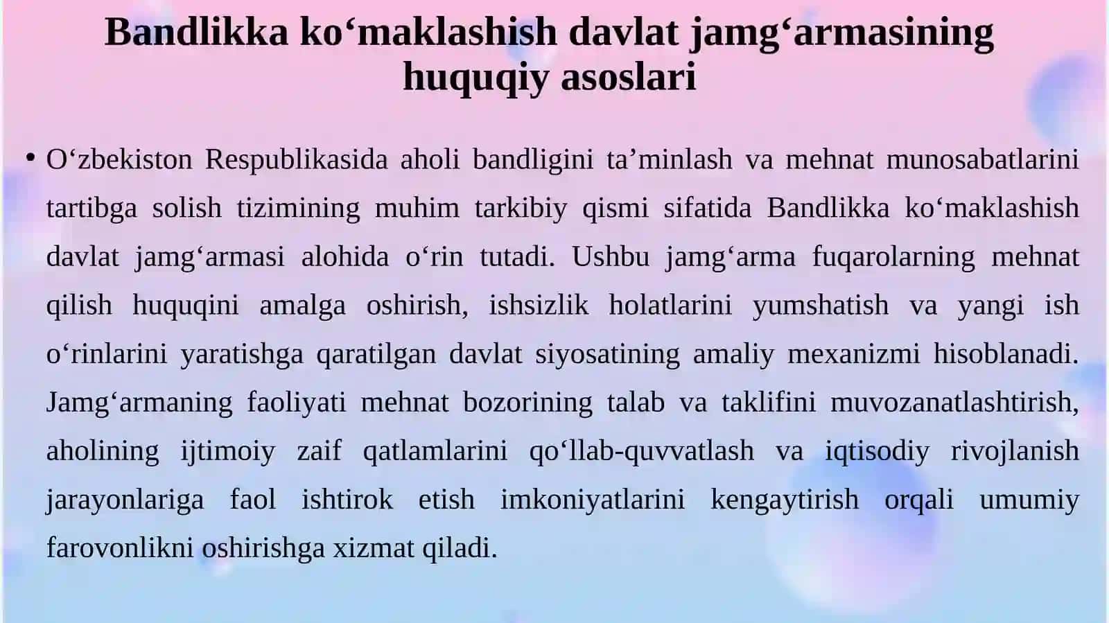 Bandlik va mehnat munosabatlari vazirligi huzuridagi Bandlikka ko‘maklashish davlat jamg‘armasi faoliyati 4