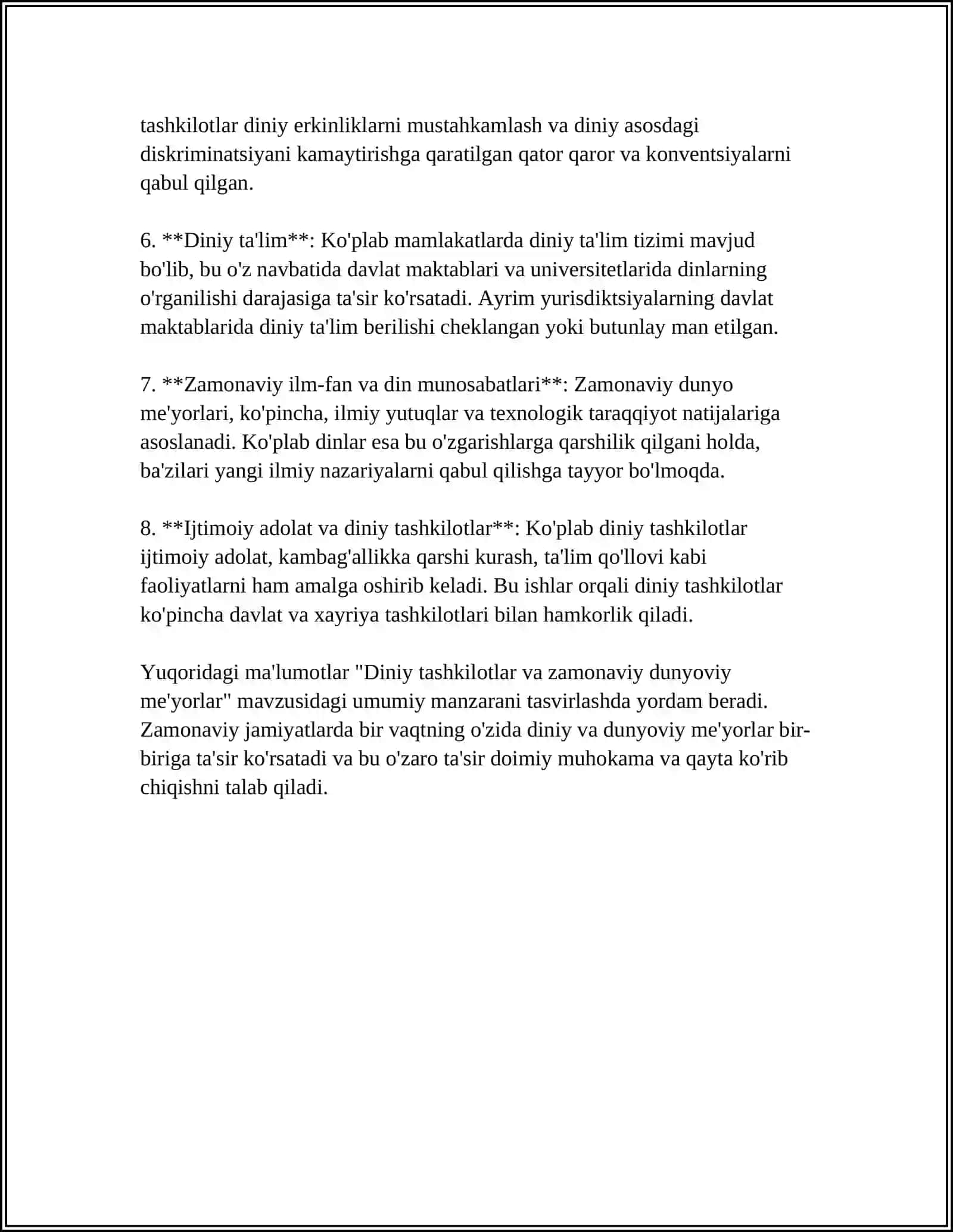 Diniy tashkilotlar va zamonaviy dunyoviy me'yorlar 4