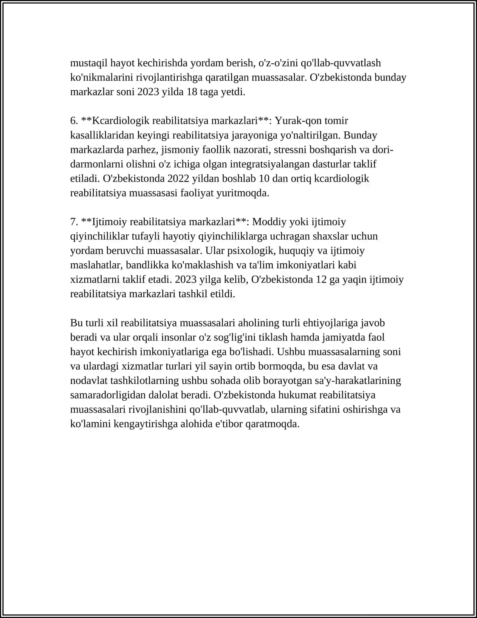 DAVLAT VA NODAVLAT REABILITATSIYA MUASSASALARI FAOLIYATI 4