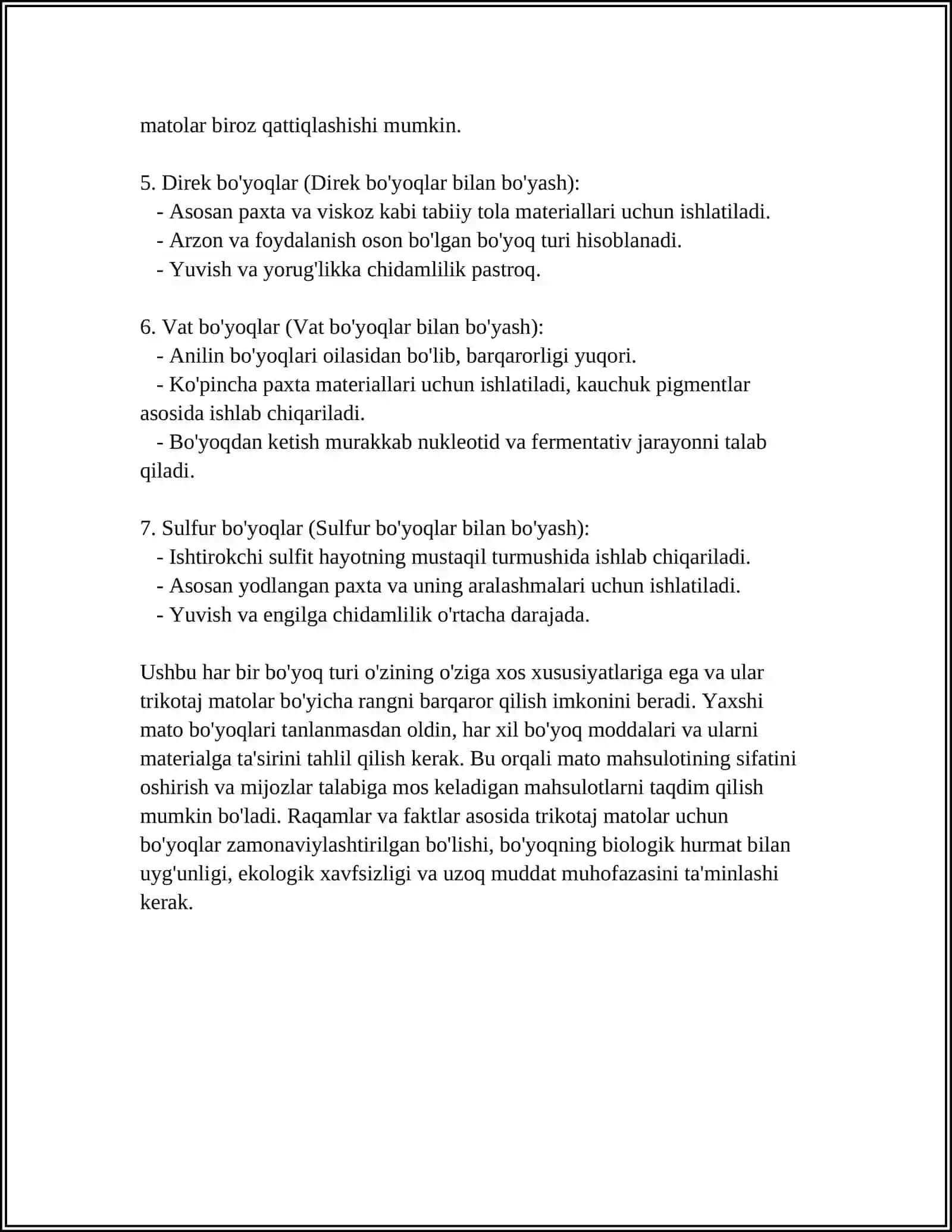 TRIKOTAJ POLOTNOLARINI BOʻYASH VA GUL BOSISHGA TAYYORLASH 4