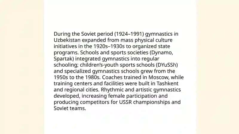 Oʻzbekistonda gimnastikaning rivojlanish tarixi. Gimnastika mashqlarini tana rivojlanishidagi oʻrni. 4