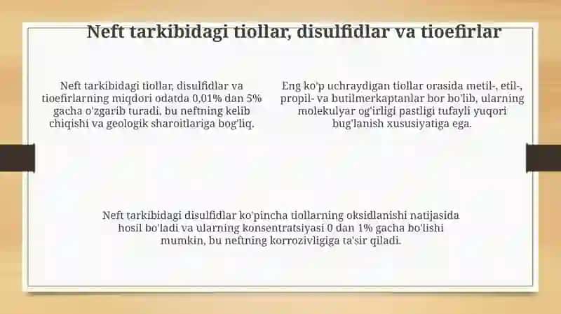 Neft tarkibildagi tiollar, disulfidlar va tioefirlar 4