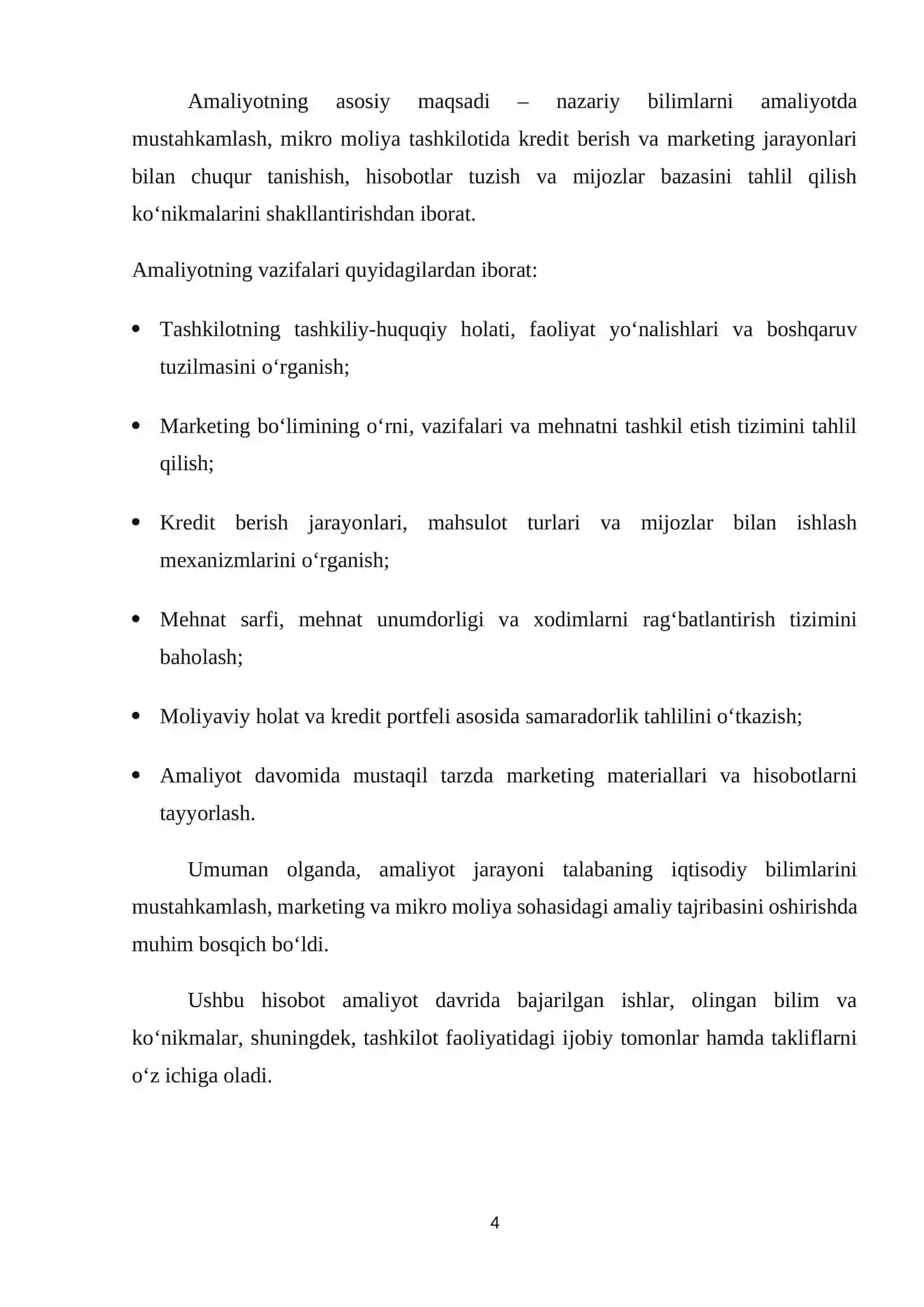 Fortuna biznes mikro moliya tashkiloti boyicha amaliyot hisoboti. 4