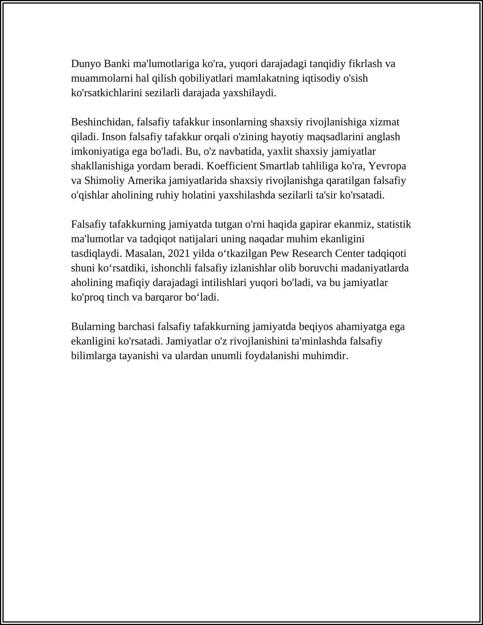 Falsafiy tafakkurning jamiyatda tutgan o'rni 4